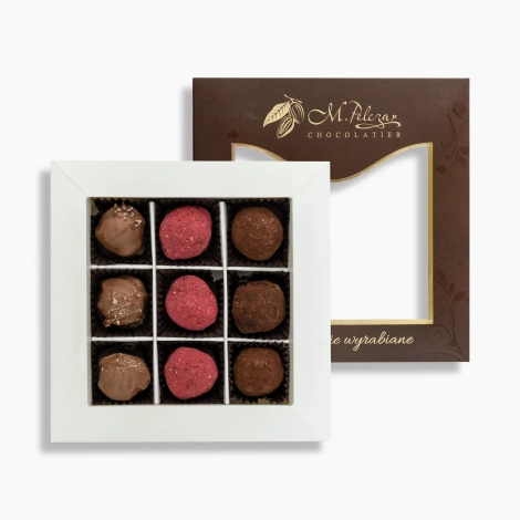 Zestaw trufli - karmelowe, Marc de Champagne, gianduja - 9 szt.